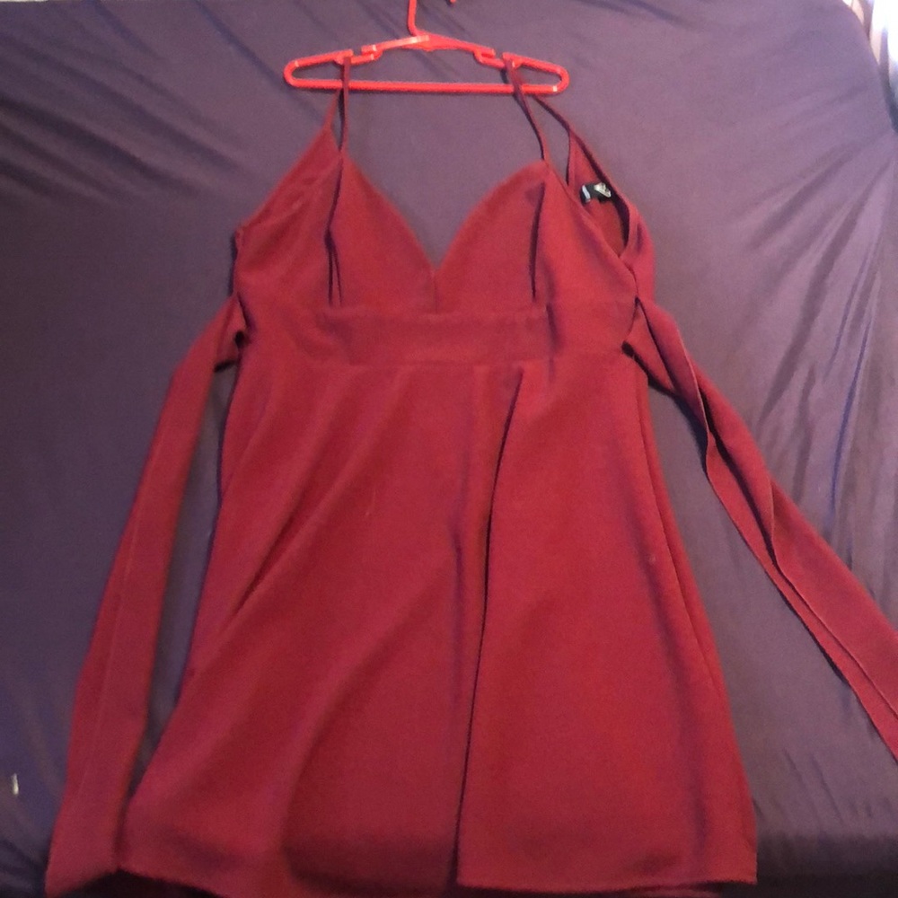 red skater dress